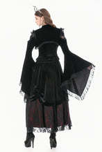 Load image into Gallery viewer, Gothic Revival Velvet Shrug with High Neck, Lace-Cutout Shoulders and Flared Ruffle Sleeves BW172
