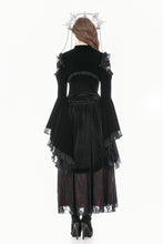 Load image into Gallery viewer, Gothic Revival Velvet Shrug with High Neck, Lace-Cutout Shoulders and Flared Ruffle Sleeves BW172