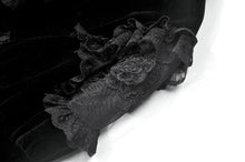 Load image into Gallery viewer, Gothic Revival Velvet Shrug with High Neck, Lace-Cutout Shoulders and Flared Ruffle Sleeves BW172