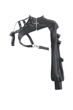 Load image into Gallery viewer, Fallen Stigmata Gothic Punk Cross Zipper One-Sleeve Leather Harness Top BW178