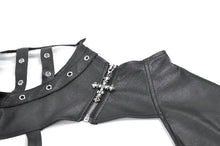 Load image into Gallery viewer, Fallen Stigmata Gothic Punk Cross Zipper One-Sleeve Leather Harness Top BW178
