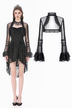 Load image into Gallery viewer, Gothic Romantic Mesh Bolero with Ruffled High Neck and Bell Sleeves BW180