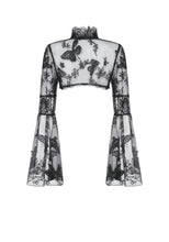 Load image into Gallery viewer, Gothic  Ruffled Butterfly Embroidery Sheer Lace Bolero BW181