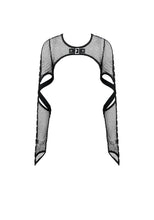 Load image into Gallery viewer, Tech-Punk Elastic Mesh Shrug with Metallic Buckle and Lattice Cutout Sleeves BW182