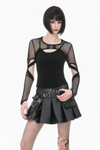 Load image into Gallery viewer, Tech-Punk Elastic Mesh Shrug with Metallic Buckle and Lattice Cutout Sleeves BW182