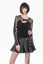 Load image into Gallery viewer, Tech-Punk Elastic Mesh Shrug with Metallic Buckle and Lattice Cutout Sleeves BW182