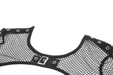Load image into Gallery viewer, Tech-Punk Elastic Mesh Shrug with Metallic Buckle and Lattice Cutout Sleeves BW182