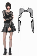 Load image into Gallery viewer, Tech-Punk Elastic Mesh Shrug with Metallic Buckle and Lattice Cutout Sleeves BW182