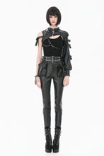 Load image into Gallery viewer, Fallen Stigmata Gothic Punk Cross Zipper One-Sleeve Leather Harness Top BW178