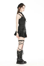 Load image into Gallery viewer, Punk black spiderweb embossed lace-up top CW080