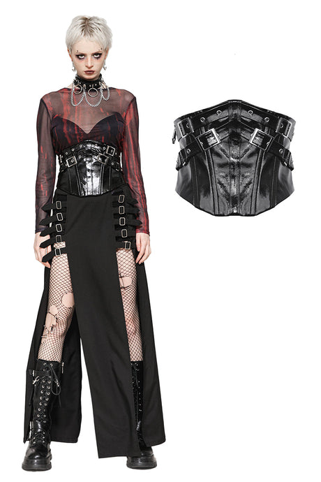 Punk Patent Leather Metal Waist Corset CW089