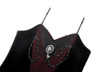 Load image into Gallery viewer, Romantic Heart Velvet Corset with Jewel Chains CW092