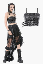 Load image into Gallery viewer, Punk Belted Corset Top with Grommet Lace-Up and Metal Detail CW095