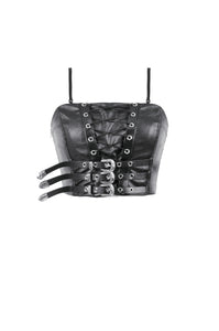 Punk Belted Corset Top with Grommet Lace-Up and Metal Detail CW095