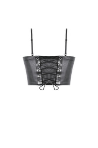 Punk Belted Corset Top with Grommet Lace-Up and Metal Detail CW095