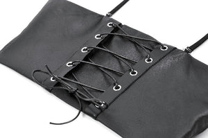 Punk Belted Corset Top with Grommet Lace-Up and Metal Detail CW095