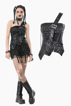 Load image into Gallery viewer, Punk-Inspired Leather Corset with Side Zipper, Eyelet Lacing and Waist Belt CW096