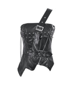 Load image into Gallery viewer, Punk-Inspired Leather Corset with Side Zipper, Eyelet Lacing and Waist Belt CW096