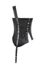 Load image into Gallery viewer, Punk-Inspired Leather Corset with Side Zipper, Eyelet Lacing and Waist Belt CW096