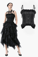 Load image into Gallery viewer, Elegant Floral Jacquard Bustier with Lace &amp; Rose Detail CW097
