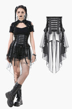 Load image into Gallery viewer, Industrial Grommet Lace-Up High-low Corset with Mesh Hem CW098