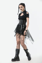 Load image into Gallery viewer, Industrial Grommet Lace-Up High-low Corset with Mesh Hem CW098