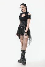 Load image into Gallery viewer, Industrial Grommet Lace-Up High-low Corset with Mesh Hem CW098