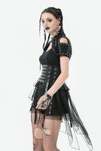 Load image into Gallery viewer, Industrial Grommet Lace-Up High-low Corset with Mesh Hem CW098