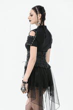 Load image into Gallery viewer, Industrial Grommet Lace-Up High-low Corset with Mesh Hem CW098