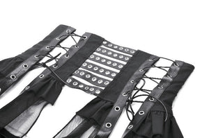 Industrial Grommet Lace-Up High-low Corset with Mesh Hem CW098
