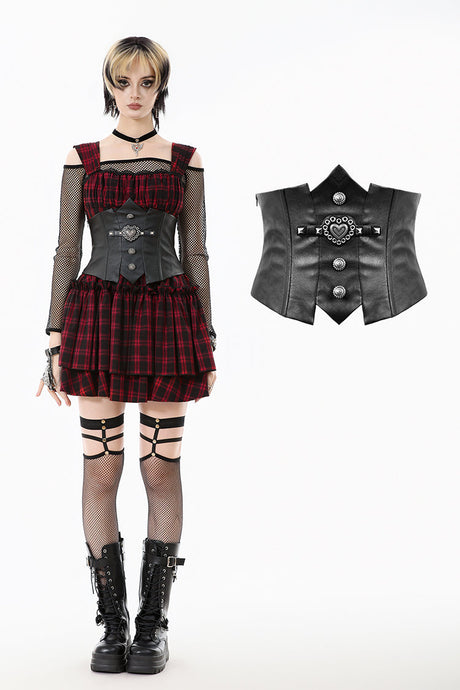 Punk PU Leather Corset Belt with Heart Eyelet Strap CW102