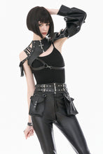 Load image into Gallery viewer, Dark Techwear Multi-Buckle Eyelet Leather Corset with Side Pouches CW103