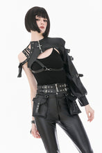 Load image into Gallery viewer, Dark Techwear Multi-Buckle Eyelet Leather Corset with Side Pouches CW103