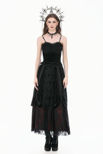 Load image into Gallery viewer, Gothic Retro Dark Cool Lace Mesh Patchwork Velvet Cami Top with Beaded Tassel Drops CW111