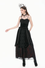 Load image into Gallery viewer, Gothic Retro Dark Cool Lace Mesh Patchwork Velvet Cami Top with Beaded Tassel Drops CW111