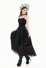 Load image into Gallery viewer, Gothic Retro Dark Cool Lace Mesh Patchwork Velvet Cami Top with Beaded Tassel Drops CW111