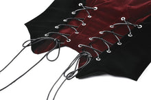 Load image into Gallery viewer, Gothic Retro Velvet Cami Top with Red Patchwork and Double-Row Eyelet Lacing CW112