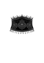 Load image into Gallery viewer, Gothic Regal Velvet Waist Cincher with Double Beaded Tassels CW113