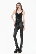 Load image into Gallery viewer, Gothic Punk Leather Patchwork Corset with Bone Zipper and Studded Buckle Straps CW114