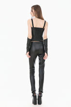 Load image into Gallery viewer, Gothic Punk Leather Patchwork Corset with Bone Zipper and Studded Buckle Straps CW114