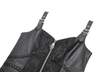 Load image into Gallery viewer, Gothic Punk Leather Patchwork Corset with Bone Zipper and Studded Buckle Straps CW114