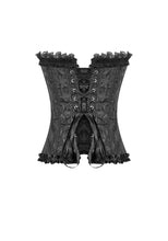 Load image into Gallery viewer, Gothic Court Jacquard Corset with Lace Ruffles and Metallic Busk  CW115