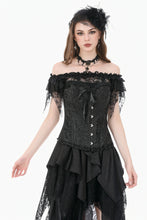 Load image into Gallery viewer, Gothic Court Jacquard Corset with Lace Ruffles and Metallic Busk  CW115