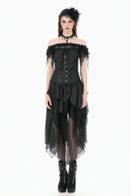 Load image into Gallery viewer, Gothic Court Jacquard Corset with Lace Ruffles and Metallic Busk  CW115