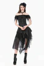 Load image into Gallery viewer, Gothic Court Jacquard Corset with Lace Ruffles and Metallic Busk  CW115