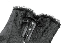 Load image into Gallery viewer, Gothic Court Jacquard Corset with Lace Ruffles and Metallic Busk  CW115