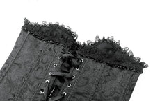 Load image into Gallery viewer, Gothic Court Jacquard Corset with Lace Ruffles and Metallic Busk  CW115