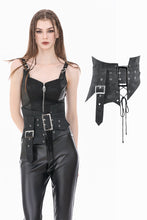 Load image into Gallery viewer, Goth Punk Dark Grey Faux-Leather Double-Buckle Lace-up Asymmetrical Corset Belt CW116