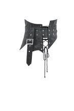 Load image into Gallery viewer, Goth Punk Dark Grey Faux-Leather Double-Buckle Lace-up Asymmetrical Corset Belt CW116
