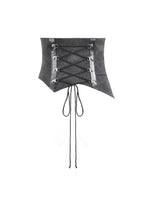 Load image into Gallery viewer, Goth Punk Dark Grey Faux-Leather Double-Buckle Lace-up Asymmetrical Corset Belt CW116